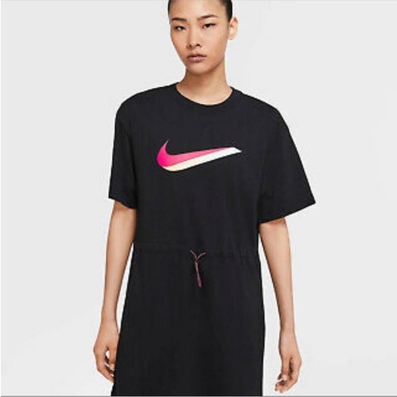 Nike Dresses & Skirts - NIKE Sportswear Icon Clash Black Knit Dress Drawstring Waist, NWT, Size 1X